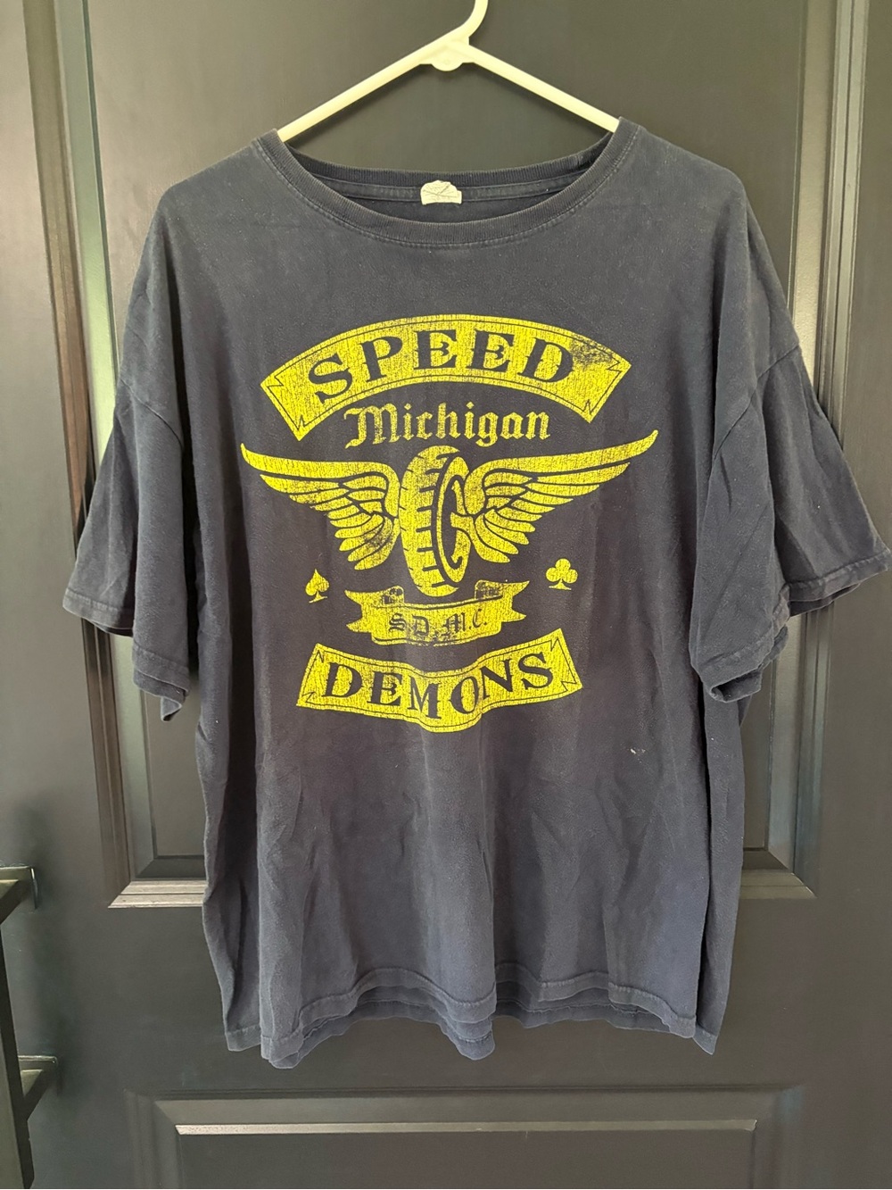 RARE Y2K Speed Demons Michigan Biker T Shirt XL Keya USA Motorcycle Faded Blue